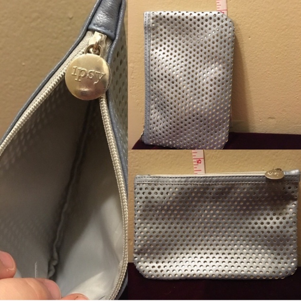 👑Free w any other item- blue & silver dot zip bag
